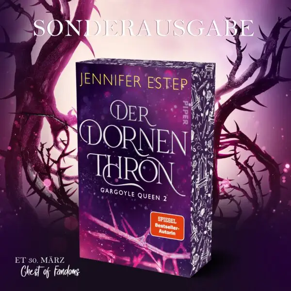 "Der Dornenthron - Gargoyle Queen 2" Band 2 der Gargoyle Queen-Reihe von Bestsellerautorin Jennifer Estep mit Farbschnitt.