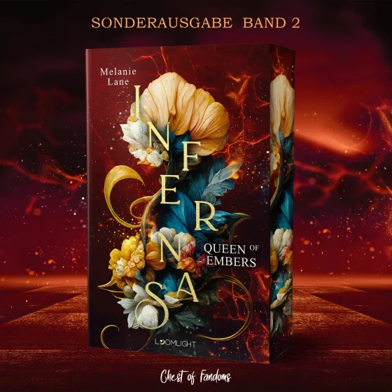 "Infernas 2 - Queen of Embers" von Melanie Lane mit exklusivem Farbschnitt von Giessel Design - Band 2 der prickelnden Dämonen-Fantasy-Reihe. 🧟