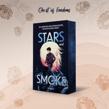 "Stars And Smoke" von Marie Lu als exklusive Hardcover Ausgabe mit gestaltetem Vor- und Nachsatz und Farbschnitt. Liebe, Glamour und doppeltes Spiel.